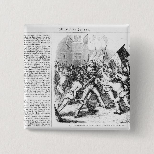 Fight between the Republicans & Parliament 2 Inch Square Button (Front)