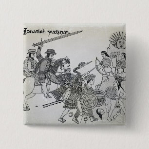 Fight between the Spanish and the Aztecs 2 Inch Square Button