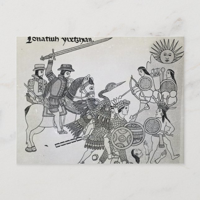 Fight between the Spanish and the Aztecs Postcard (Front)