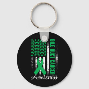 Fight Bile Duct Cancer Awareness Kelly Green Ribbo Keychain