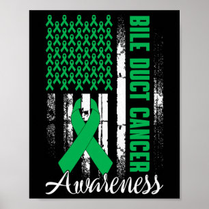 Fight Bile Duct Cancer Awareness Kelly Green Ribbo Poster