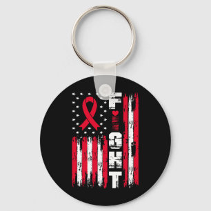 Fight Blood Cancer Awareness Patriotic USA America Keychain