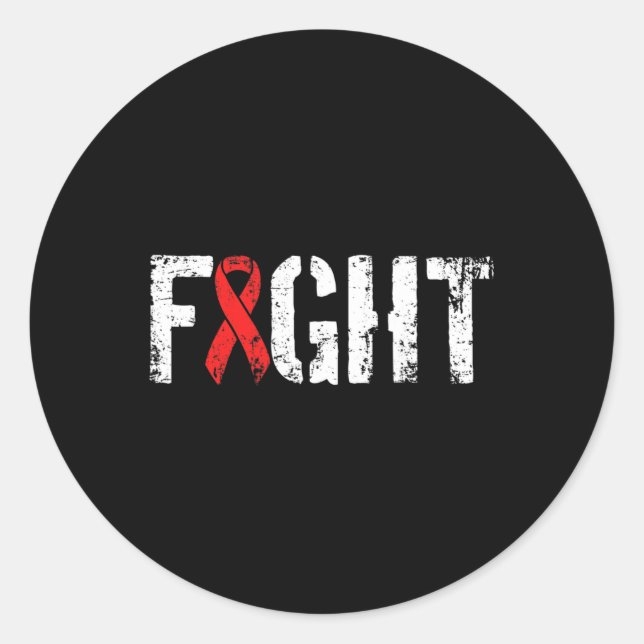 Fight Blood Cancer- Military-Style Red Awareness R Classic Round Sticker (Front)