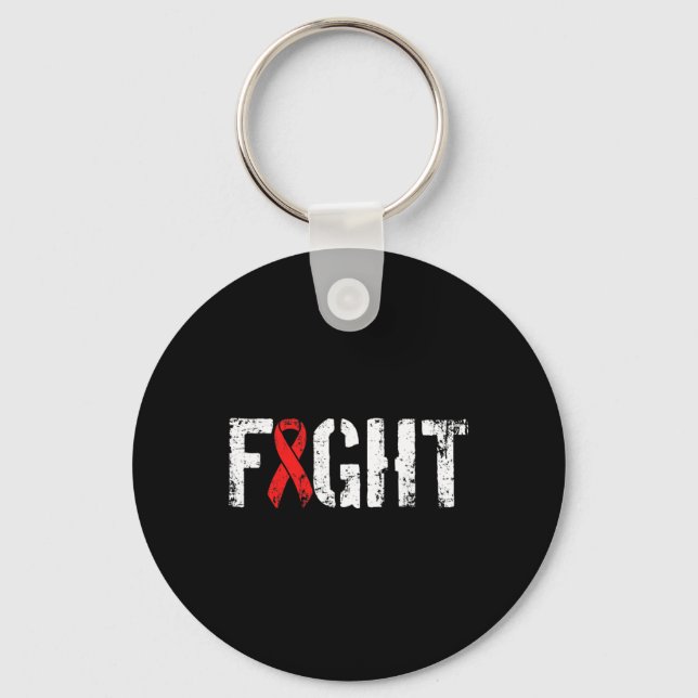 Fight Blood Cancer- Military-Style Red Awareness R Keychain (Front)