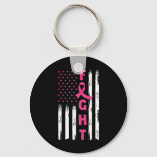 Fight Breast Cancer American Us Flag Breast Cancer Keychain