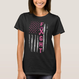Fight Breast Cancer Awareness American Flag Fight  T-Shirt