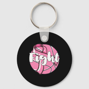 Fight Breast Cancer Awareness Basketball Player Ba Keychain