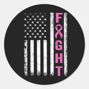 Fight Breast Survivor American Flag Breast Cancer Classic Round Sticker