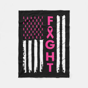 Fight Breast Survivor American Flag Breast Cancer Fleece Blanket