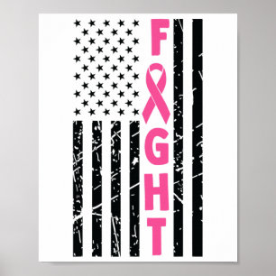 Fight Breast Survivor American Flag Breast Cancer  Poster