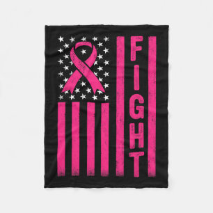 Fight Breast Warrior American Flag Breast Cancer A Fleece Blanket