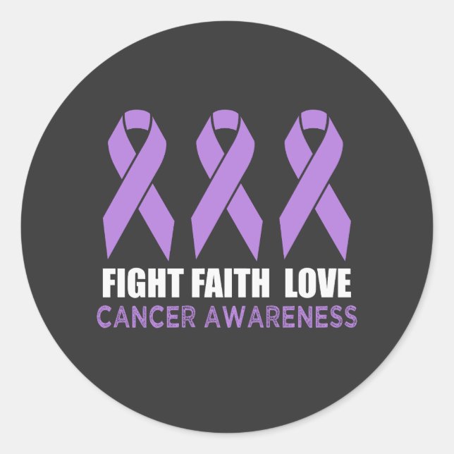Fight Cancer Awareness Support Ribbon Classic Round Sticker (Front)