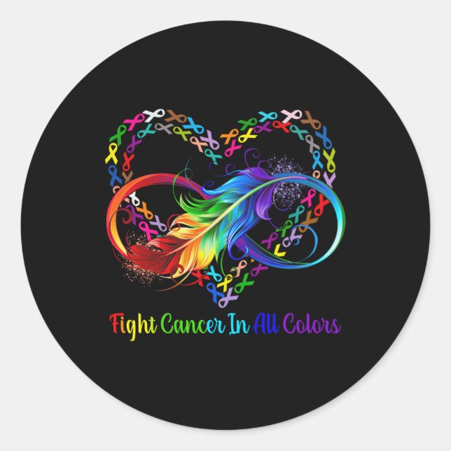 Fight Cancer In All And Every Colour Rainbow Ribbo Classic Round Sticker (Front)