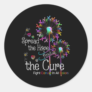 Fight Cancer In All And Every Colour Ribbons Flowe Classic Round Sticker