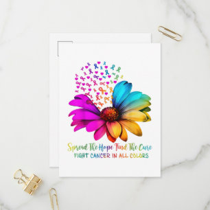 Fight Cancer in All and Every Colour Ribbons Flowe Invitation Postcard