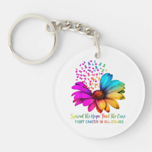 Fight Cancer in All and Every Colour Ribbons Flowe Keychain