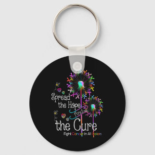 Fight Cancer In All And Every Colour Ribbons Flowe Keychain