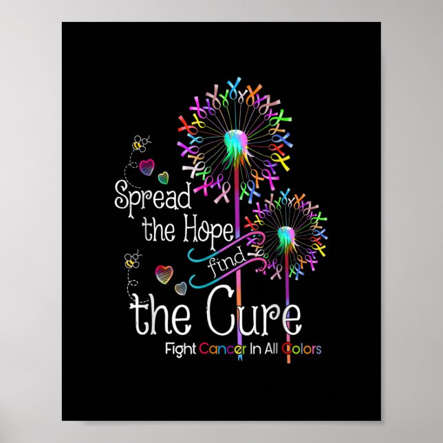 Fight Cancer In All And Every Colour Ribbons Flowe Poster (Front)