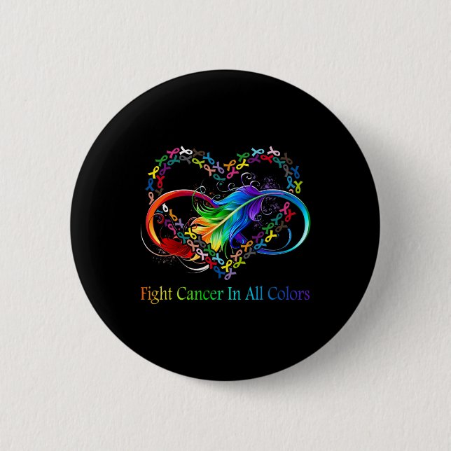 Fight Cancer in All Colour Fight Cancer Feather Ri 2 Inch Round Button (Front)