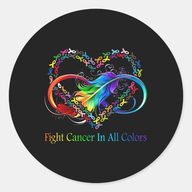 Fight Cancer in All Colour Fight Cancer Feather Ri Classic Round Sticker (Front)