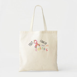 Fight Cancer In All Colours Breast Cancer Awarenes Tote Bag