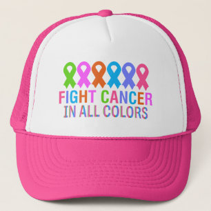 Fight Cancer In All Colours Colourful Ribbon Cance Trucker Hat