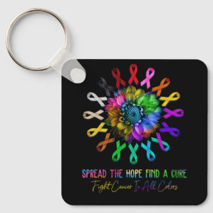 Fight Cancer In All Colours Ribbon Spread The Hope Keychain
