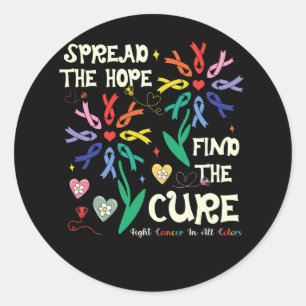 Fight Cancer In All Every Colour Ribbons Flower He Classic Round Sticker