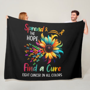 Fight Cancer in Spread-Hope Find A Cure Sunflower Fleece Blanket