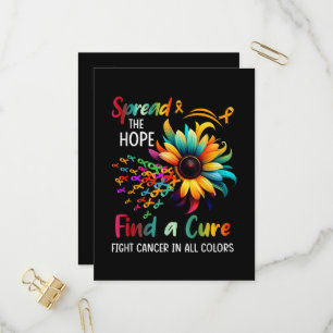 Fight Cancer in Spread-Hope Find A Cure Sunflower Invitation Postcard