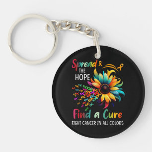 Fight Cancer in Spread-Hope Find A Cure Sunflower Keychain