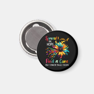 Fight Cancer in Spread-Hope Find A Cure Sunflower Magnet