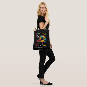 Fight Cancer in Spread-Hope Find A Cure Sunflower Tote Bag