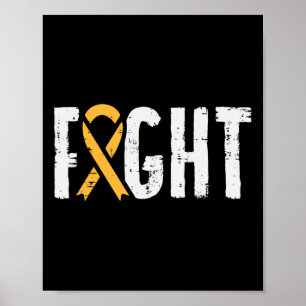Fight Childhood Cancer Ribbon Awareness Support Wa Poster