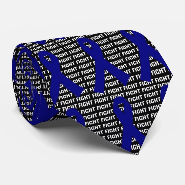 Fight Colon Cancer Dark Blue Ribbon Tie (Rolled)