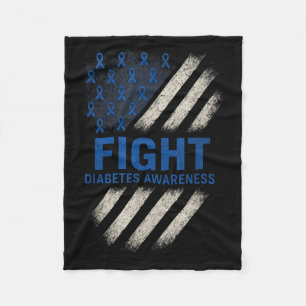 Fight Diabetes Awareness - Diabetes Usa Flag Fleece Blanket