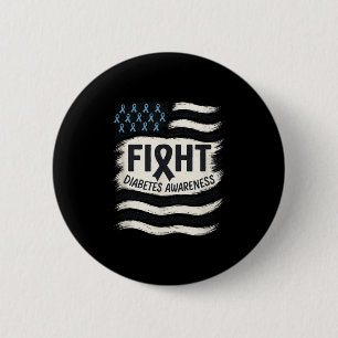 Fight - Diabetes Awareness Ribbon  2 Inch Round Button