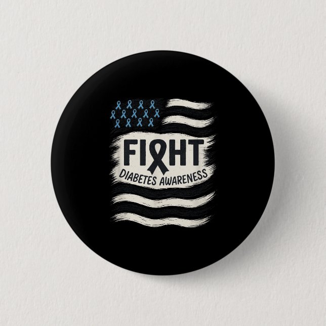 Fight - Diabetes Awareness Ribbon  2 Inch Round Button (Front)