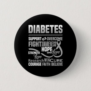 Fight Diabetes Awareness Support Hope Believe 2 Inch Round Button