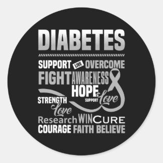 Fight Diabetes Awareness Support Hope Believe  Classic Round Sticker