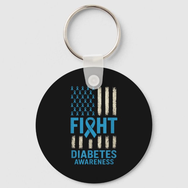 Fight Diabetes Awareness - T1d T2d Support Usa  Keychain (Front)