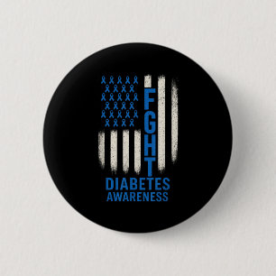 Fight Diabetes Awareness - Usa Flag Support  2 Inch Round Button