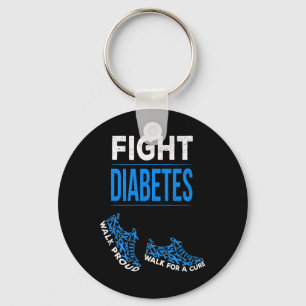 Fight Diabetes Walk for a Cure Awareness Ribbon T1 Keychain