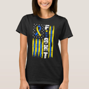 Fight Down Syndrome Awareness Patriotic USA Americ T-Shirt