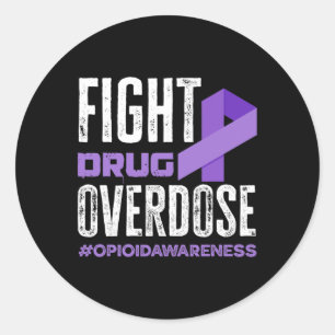 Fight Drug Overdose Pruple Ribbon Opioid Overdose  Classic Round Sticker