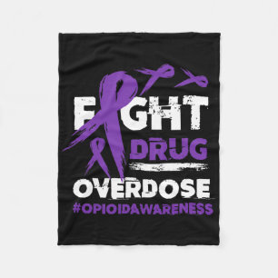 Fight Drug Overdose Pruple Ribbon Opioid Overdose  Fleece Blanket