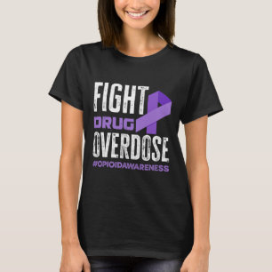 Fight Drug Overdose Pruple Ribbon Opioid Overdose T-Shirt