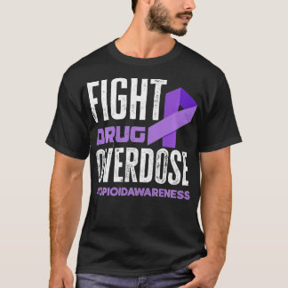 Fight Drug Overdose Pruple Ribbon Opioid Overdose T-Shirt