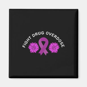 Fight Drug Overdose Purple Ribbon Floral Flower De Magnet