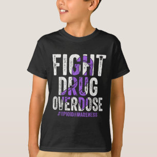 Fight Drug Overdose Purple Ribbon Opioid Overdose  T-Shirt